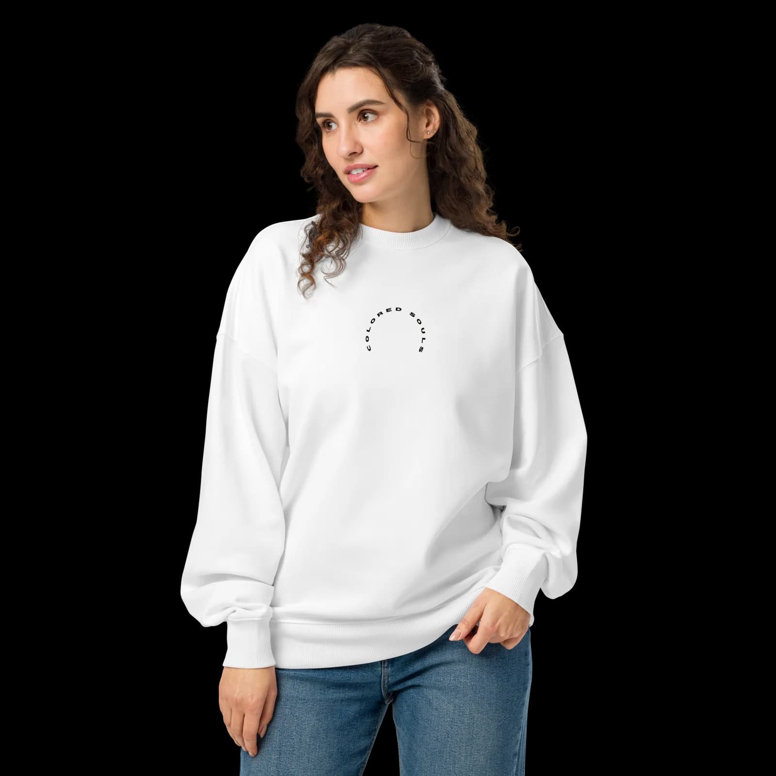 Model draagt Colored Souls crewneck sweatshirt